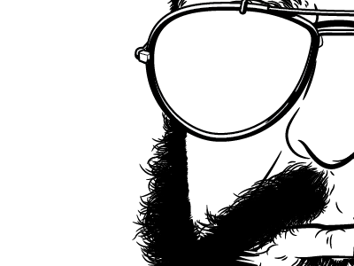 Watts beard design hair illustration portrait print screenprint shirt sunglasses