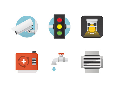 Cartegraph Icon Set (Continued) camera fixture generator hvac icons light plumbing traffic