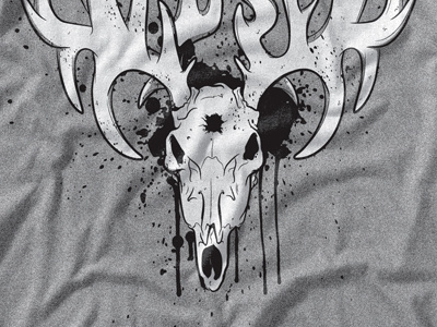 Itr Shirt black deer graphic heavy metal horns illustration metal music skull tshirt white