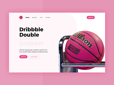 Dribbble Intro basketball concept design double dribbble dribbble ball dribbble invite dribbbleweeklywarmup home homepage homepage design landing pink splash splashpage splashscreen ui uiux white wilson