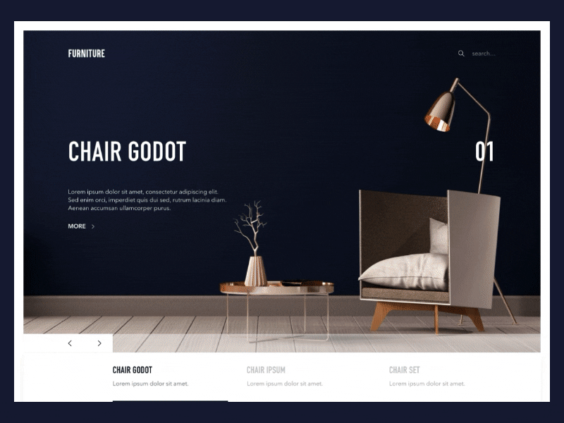 Furniture Concept Store animation ecommerce furniture store interior landing page online store product slider stx stx next