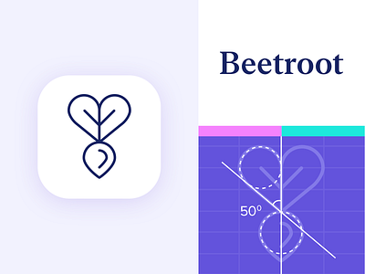 App Icon - Beetroot app icon beet brand branding cooking design food grid identity logo mark minimal outline purple recipe veg vegan vegetable vegetarian