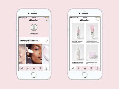 Glossier iOS android app design fashion glossier graphic design illustration ios iphone iphone x macos material design mobile interface sketch ui ui ux ui ux design ux web