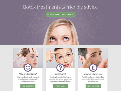 Botox Clinic Homepage feminine healthcare website