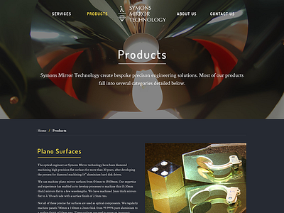 A ‘Products’ Page engineering typography web design