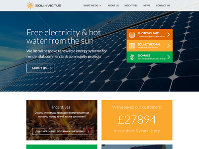 Another Home Page flat home page icons renewable solar web design