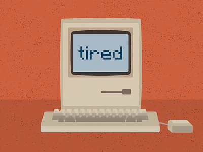 Tired cartoon flat illustration mac retro tired vintage