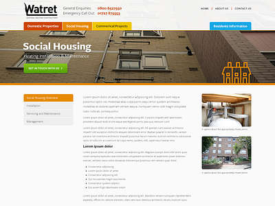 Service page layout heating hero housing installation line icon photography web design web page website