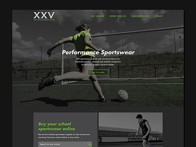 Sportswear website homepage performance sports sportswear website