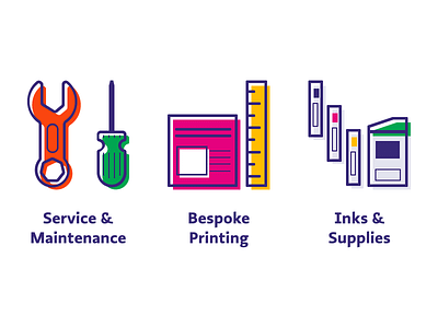 Printing Icons icon inks offset printer printing service vector