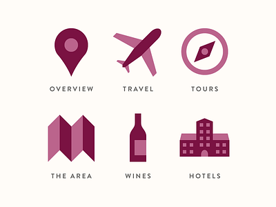 Wine tour icon set brand icon logo tour ui web design wine