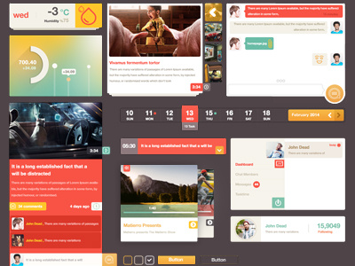 Ui Kit Monarch button clean icon kit like menu metro navigation player social ui weather