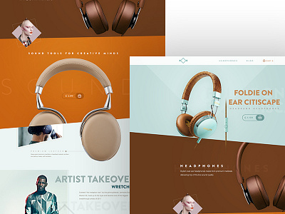 Headphones basket color e commerce headphones logo web