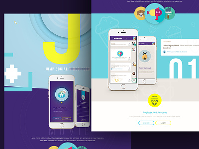Landing Page Home 6 app color feed flat iphone landing page social