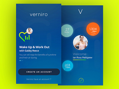 Verniro Fitness App app calori color fitness ios iphone landing page screen splash steps