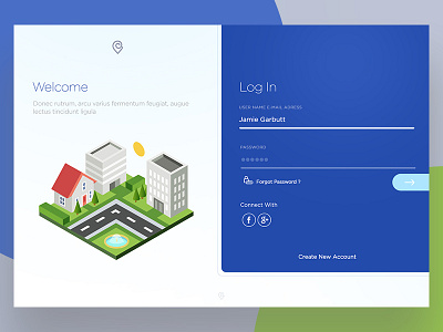 Landing Page - Log in Dashboard color dashboard form home in isometric location log logo ux uı web