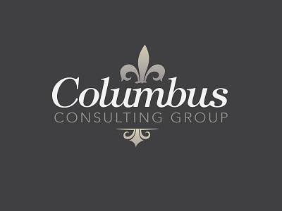 Columbus Consulting Brand fleur de lis france gray typography