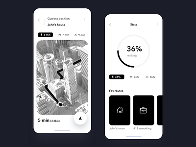 Navigation B&W 2020 apple black and white bw dashboard experiment google greyscale maps minimalist monochromatic monochrome nav navigation stats trend without