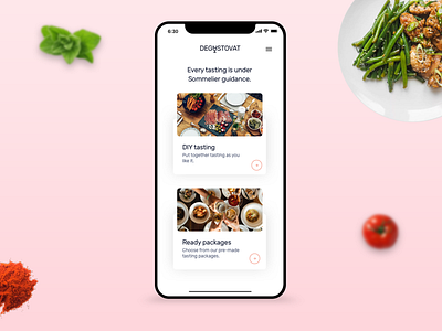 Tasting App 🍷🥘 app clean design food food app order typography ui ux