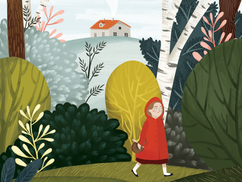 red riding hood red riding hood photoshop cover nature forest tree kids children book illustration