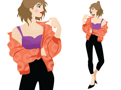 back to the 80s fashion girl illustration vector