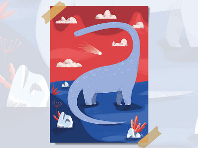 the end is near! animal blue dino dinosaur illustration red wacom
