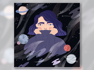 into my head! cosmos galactic girl illustration portrait space wacom