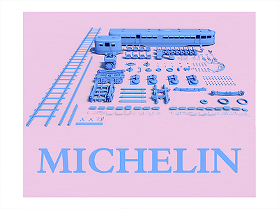 Michelin Rail Car 3d c4d infographic micheline
