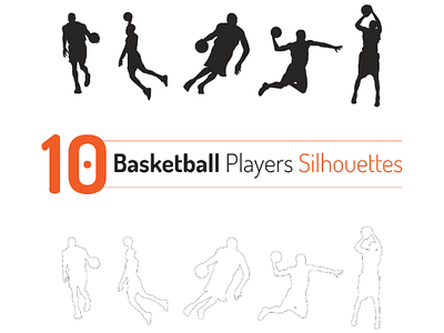 Basketball Players Outline Silhouette background basketball clipart illustration outline silhouette vector