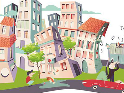 CityLove buildings car city house illustration landscape skyline