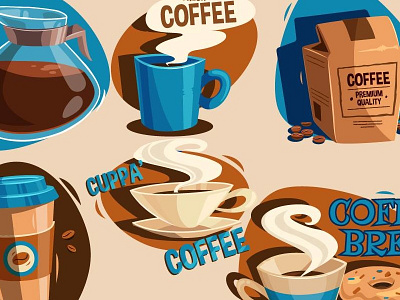 Cuppa' Joe Vectors blue brown coffee illustration vectors yum