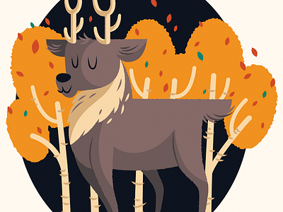 Deer Illustration character deer design fawn forest illustration trees vector