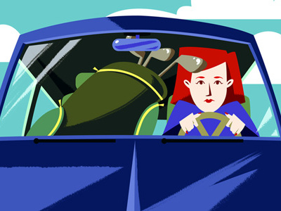Driving Around car character driver illustration sky vector windshield woman