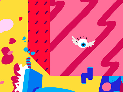 Bright and burning! blue bright character design colors eye illustration paintbrush red shapes