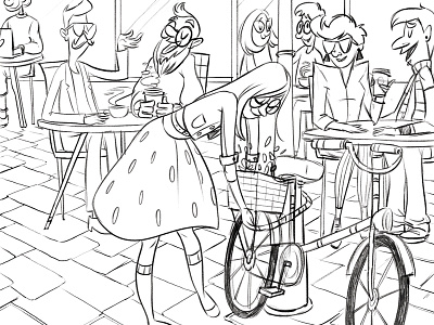 Coffee in spring character design characters doodle hipster outside sketch spring