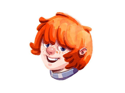 Ginger Kid character child etc. kid portrait watercolor