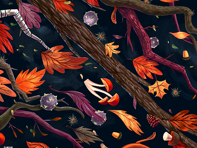 Spiky Skarf Print apparel autumn creepy fashion forest neck print scarf silk spooky viscose