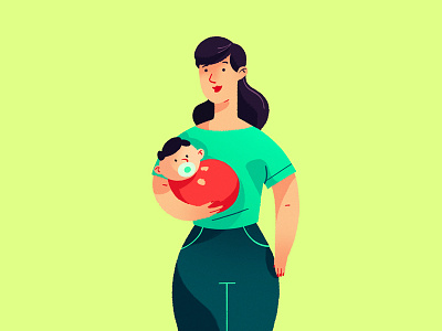 Mom & Bby baby character design illustration mom style