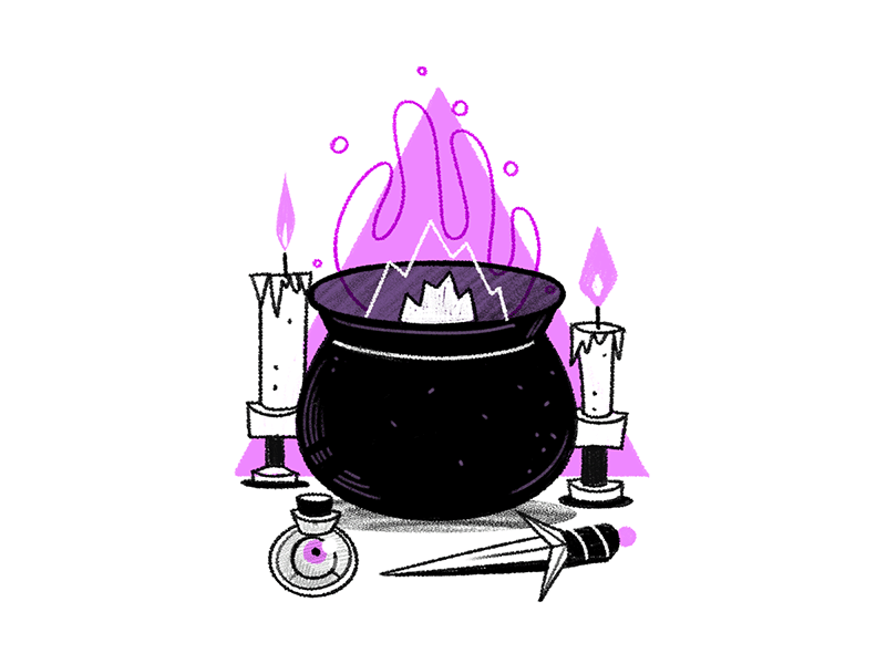 36 Days of Type A 36 days of type altar animation candles cauldron illustration witch