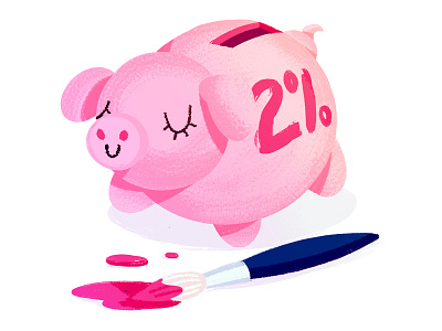 Piggy Bank 2 brush cute illustration pig piggy bank pink