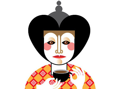 Teatime 2014 color decorative flat hand qcassetti tea vector woman