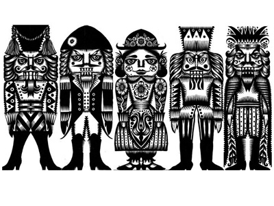 Nutcrackers just accepted in the 3x3 Annual black and white christmas german holiday hussars illustration magazine pen and ink qcassetti soldier wooden x3x