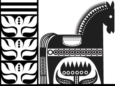 Inspired by Alexander Girard adobe illustrator black and white floral flowers girard holiday horse qcassetti swedish vector