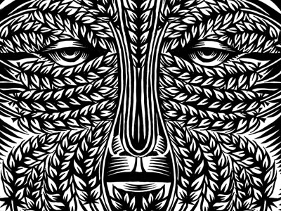 Greenman animal floral green man ithacaillustration m pen and ink qcassetti