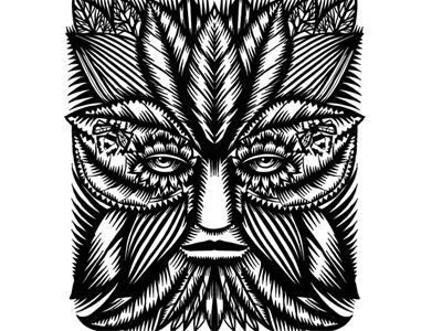 Green Man 12 animal floral green man ithacaillustration m pen and ink qcassetti