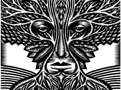Greenman13 animal floral green man ithacaillustration m pen and ink qcassetti