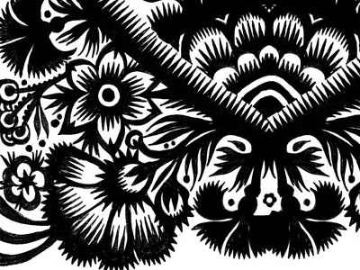 Scherenschnitte black and white detail floral ink pen pen and ink qcassetti scherenschnitte valentine