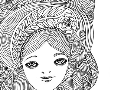 Updo decorative hair illustration line line drawing qcassetti swirls trumansburg