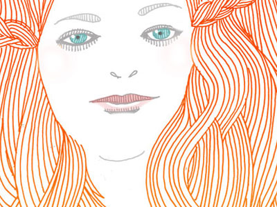 Ginger color decorative girl hair illustration line line drawing q.cassetti trumansburg woman