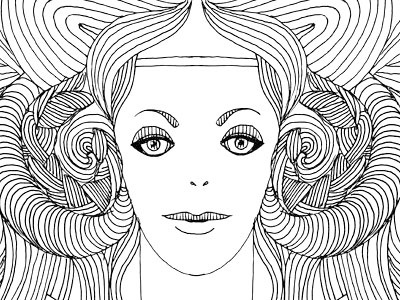 Loopy drawing fantasy hair ithaca line line drawing line work qcassetti trumansburg woman